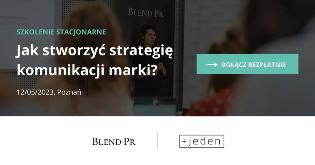 Grafika reklamująca szkolenie stacjonarne "Jak stworzyć strategię komunikacji marki?"