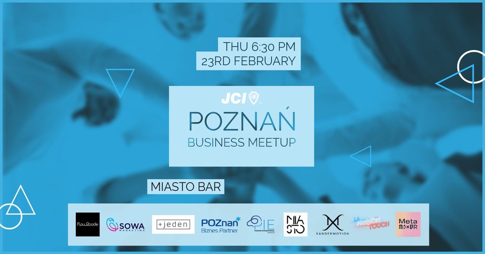 Grafika reklamująca JCI Poznań Business Meetup #1