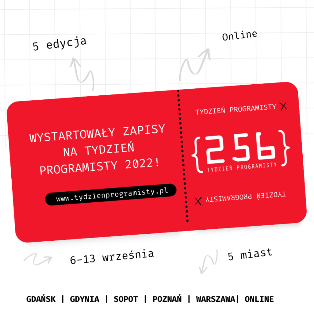 Grafika reklamująca 5 edycje Tygodnia Programisty 2022