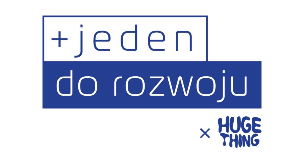 Logo plus jeden do rozwoju x huge thing