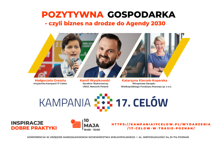 Grafika reklamująca konferencję Pozytywna Gospodarka - czyli biznes na drodze do Agendy 2030