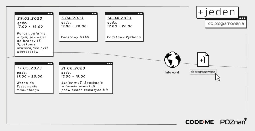 Grafika z rozpisanym programem szkolenia "Plus jeden do programowania"