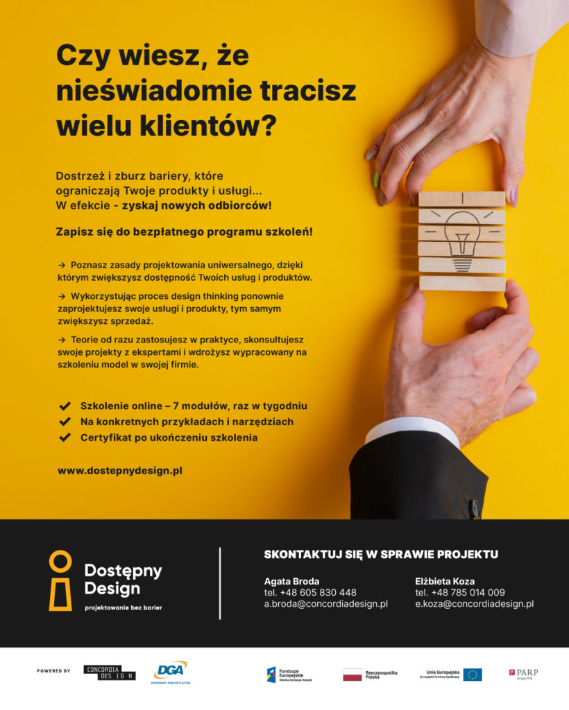 Plakat programu Dostępny Design - projektowanie bez barier