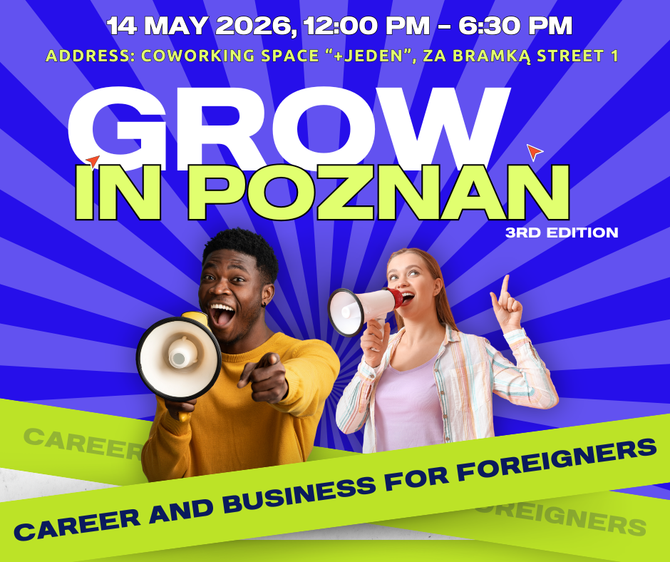 dwie młode osoby o jasnej i ciemnej karnacji, z magafonami. informacje dot. wydarzenia